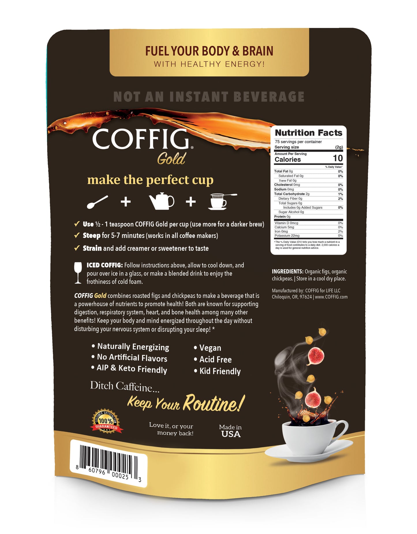 CHICKPEA / GARBANZO ROASTED ORGANIC FIG & CHICKPEA - COFFIG GOLD 5.29 oz