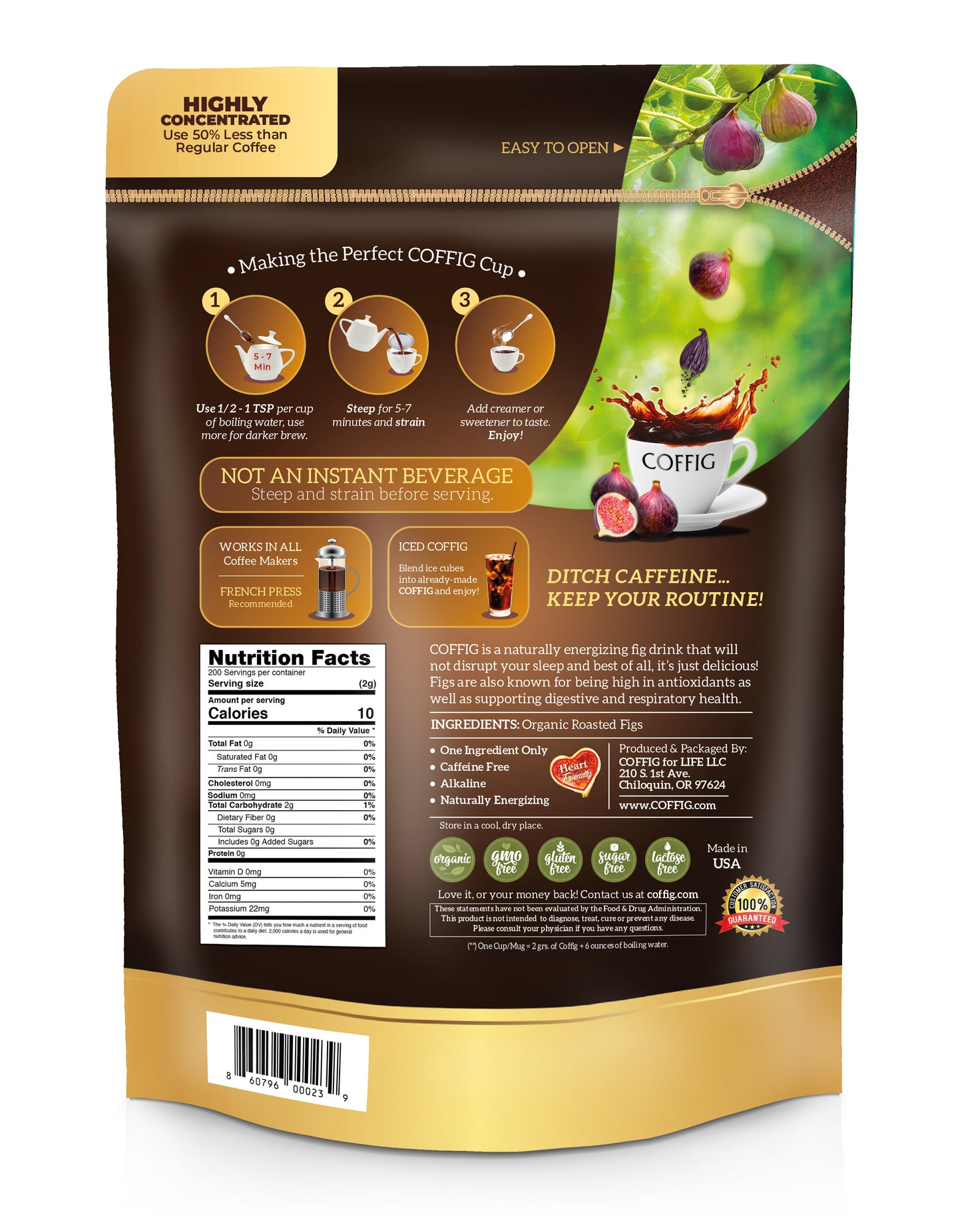 BUNDLE ORGANIC ROASTED FIG - COFFIG ORIGINAL LARGE BAGS 3-PACK SET