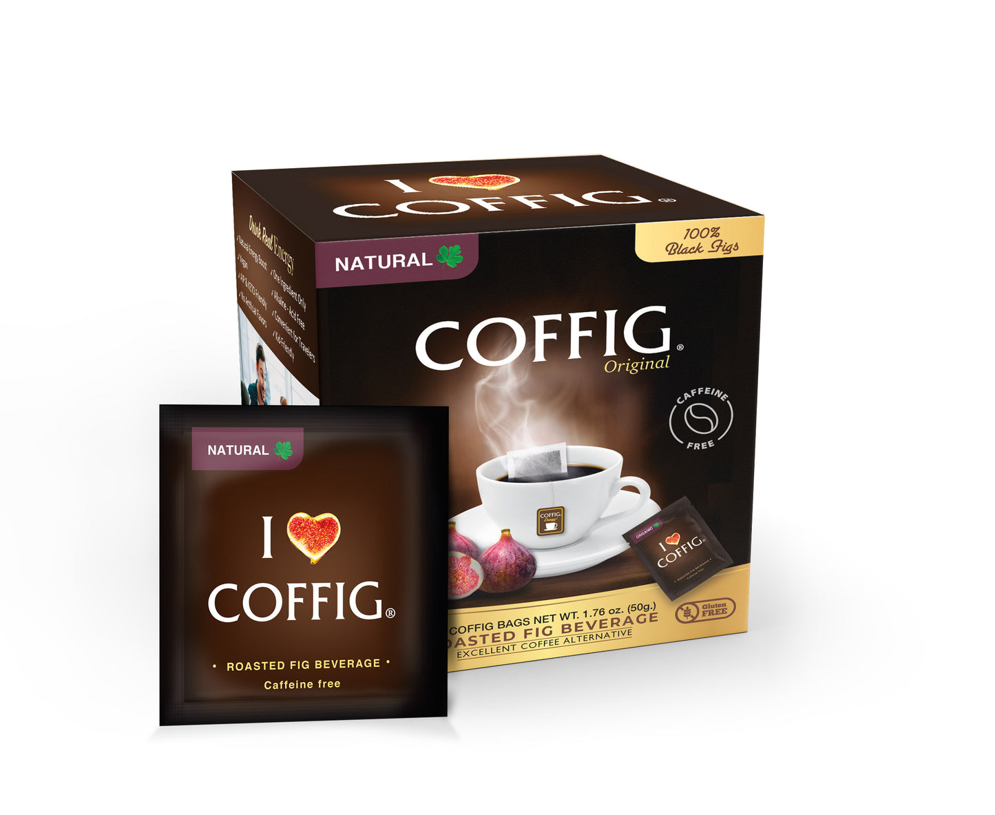 BUNDLE-6 ORGANIC ROASTED FIG CARTON / BOXES SET (120 Sachets/Travel Bags)