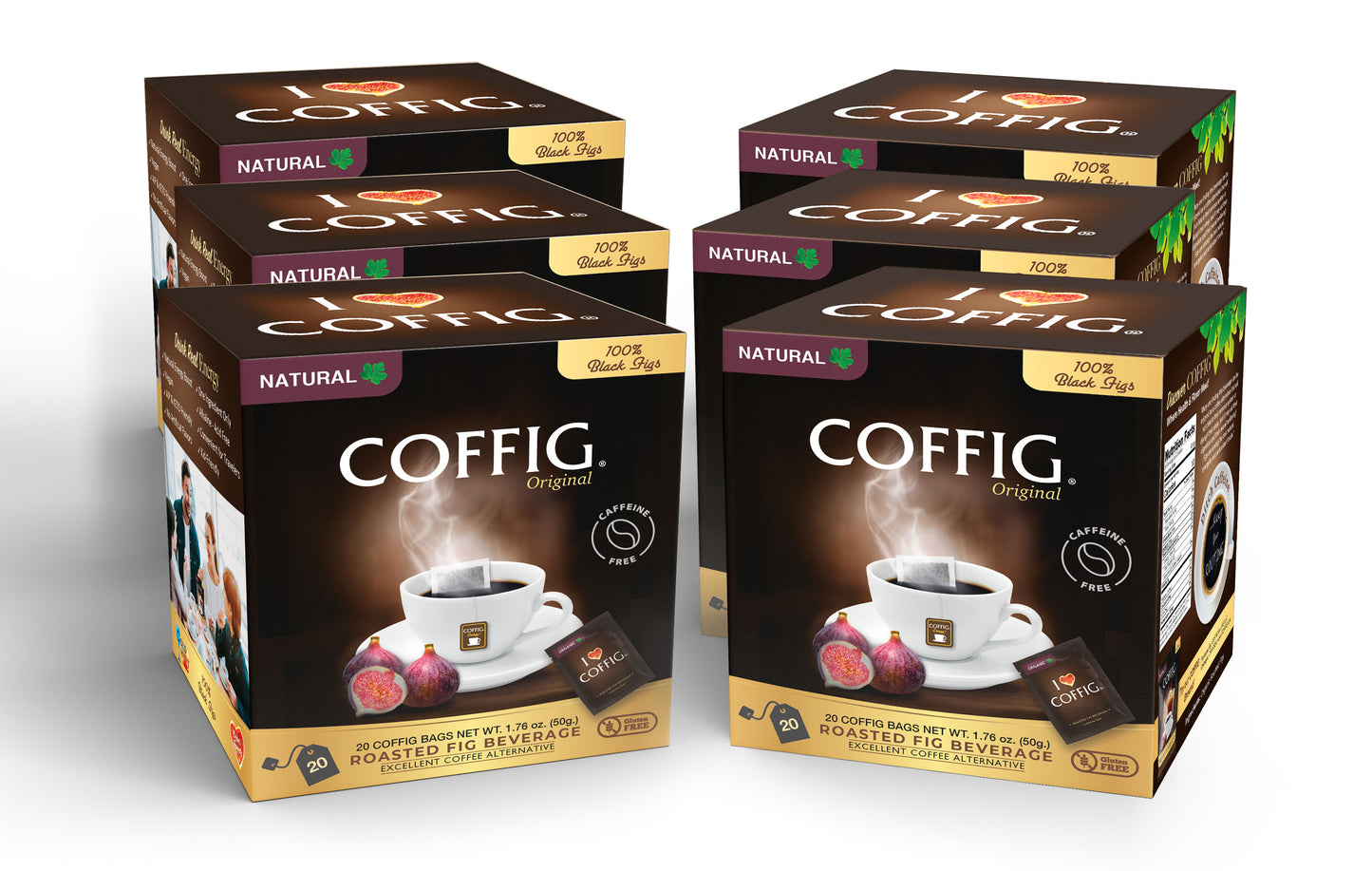 BUNDLE-6 ORGANIC ROASTED FIG CARTON / BOXES SET (120 Sachets/Travel Bags)