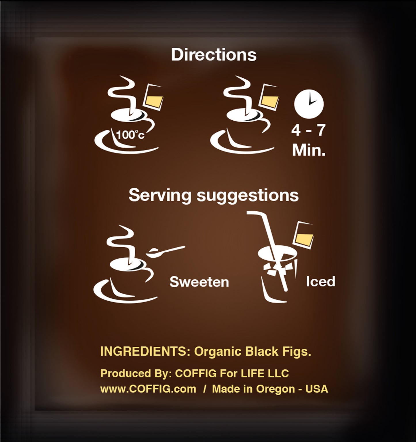 ORGANIC ROASTED FIG 4-Bundle Set of Coffig Original Cartons / Boxes (Roasted Black Figs Powder Sachets)