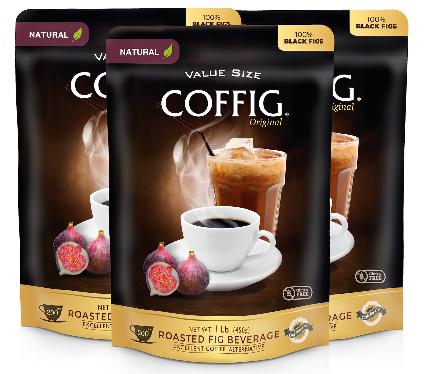 BUNDLE ORGANIC ROASTED FIG - COFFIG ORIGINAL LARGE BAGS 3-PACK SET
