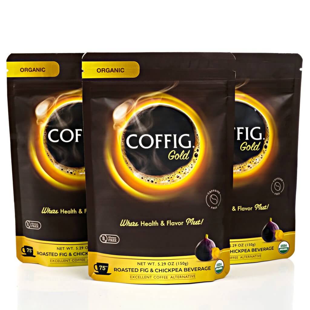 ORGANIC ROASTED FIG & CHICKPEAS 3-PACK BUNDLE SET COFFIG GOLD 5.29 oz BAGS