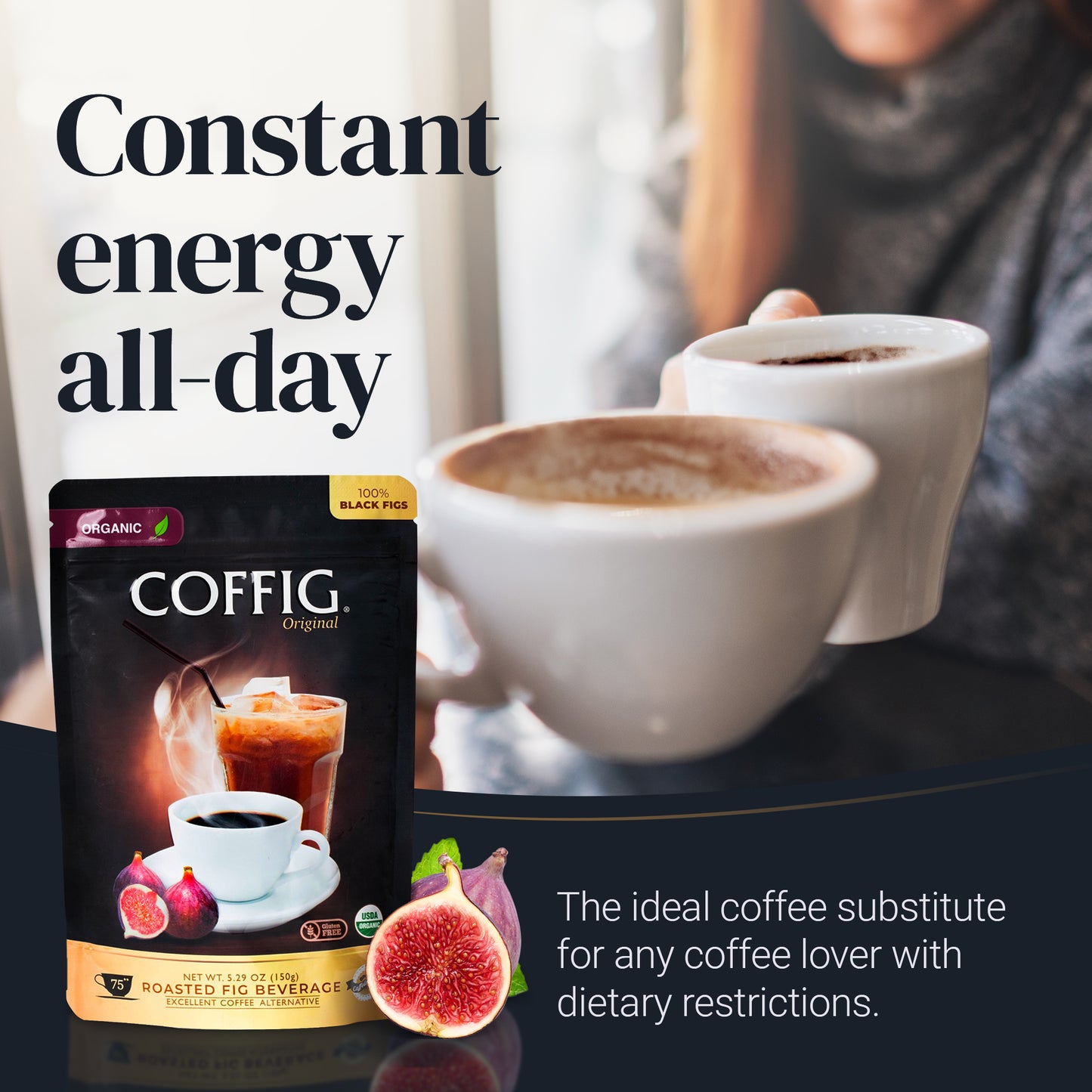 FIG ORGANIC ROASTED FIG DRINK - COFFIG ORIGINAL 5.29 oz (100% Roasted Black Figs Powder)
