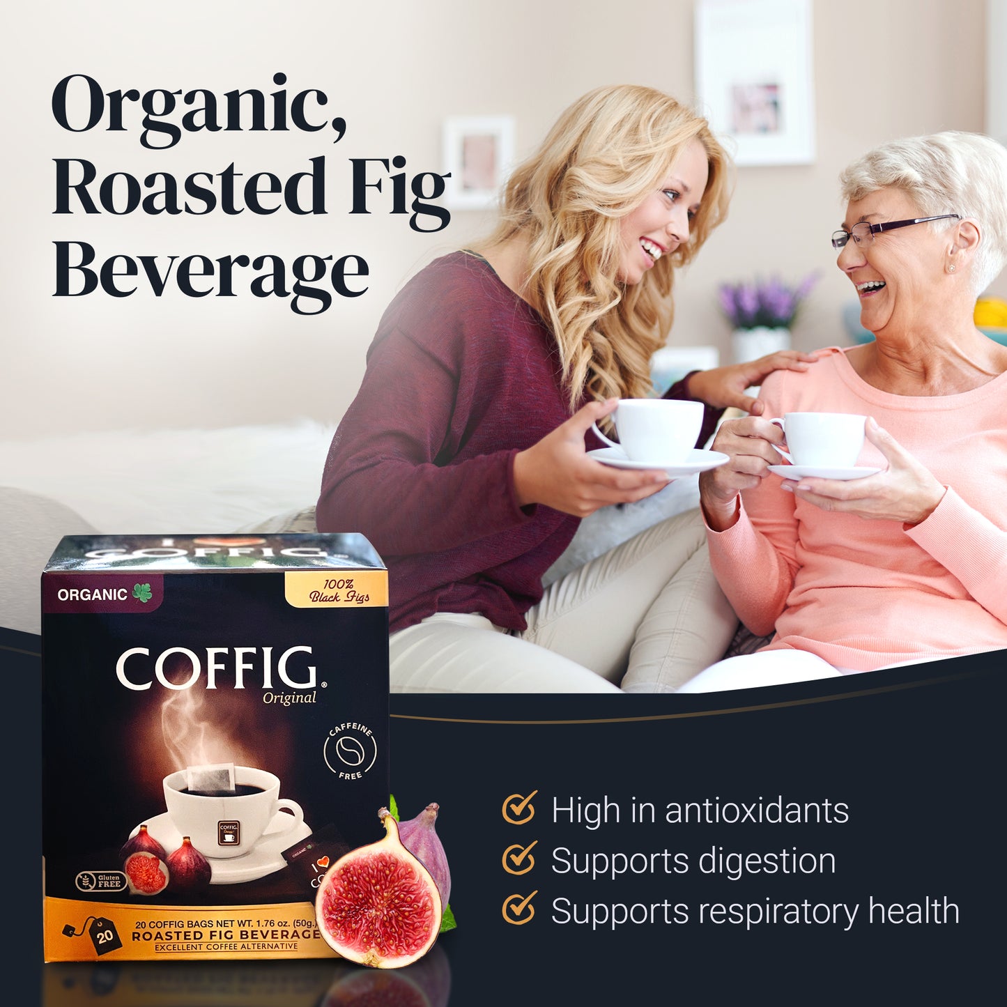 FIG ORGANIC ROASTED BACK FIG - CARTON of TEABAG (x20) SACHETS
