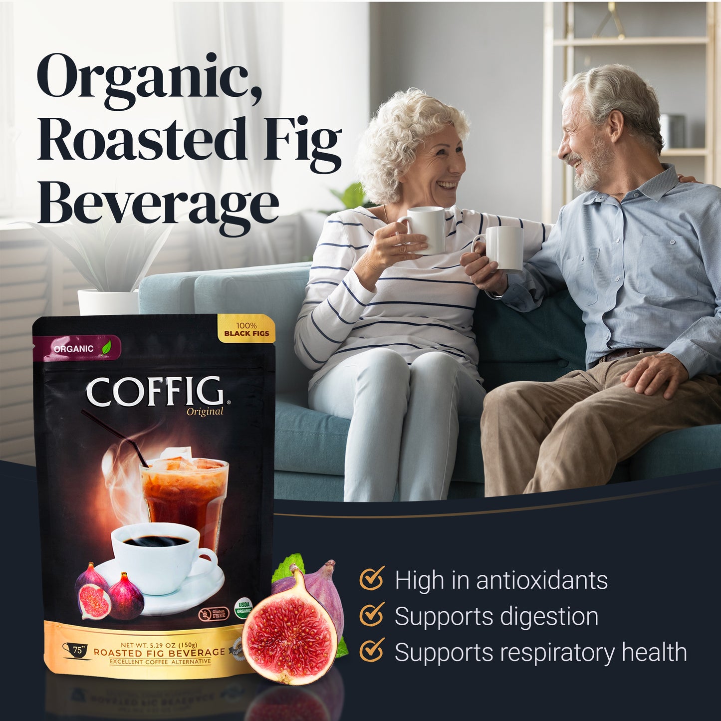 FIG ORGANIC ROASTED FIG DRINK - COFFIG ORIGINAL 5.29 oz (100% Roasted Black Figs Powder)