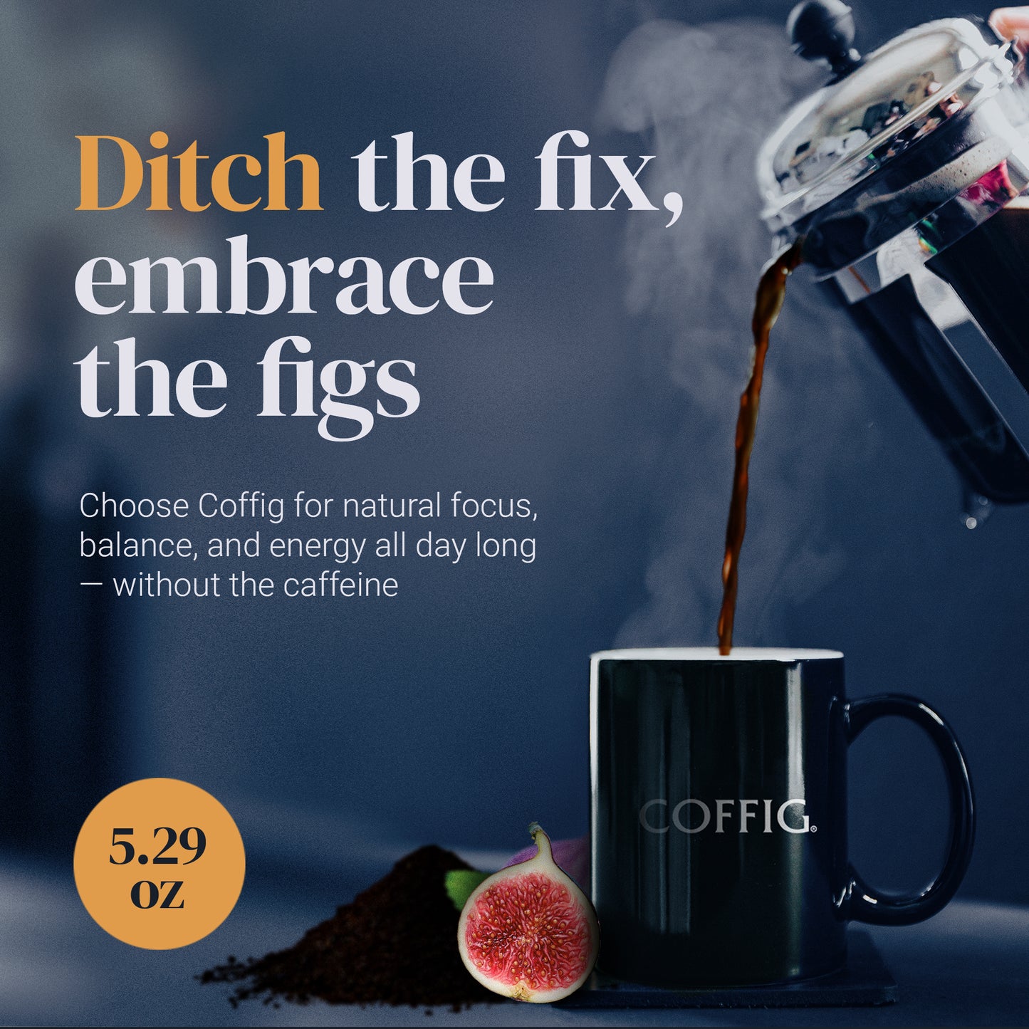 FIG ORGANIC ROASTED FIG DRINK - COFFIG ORIGINAL 5.29 oz (100% Roasted Black Figs Powder)