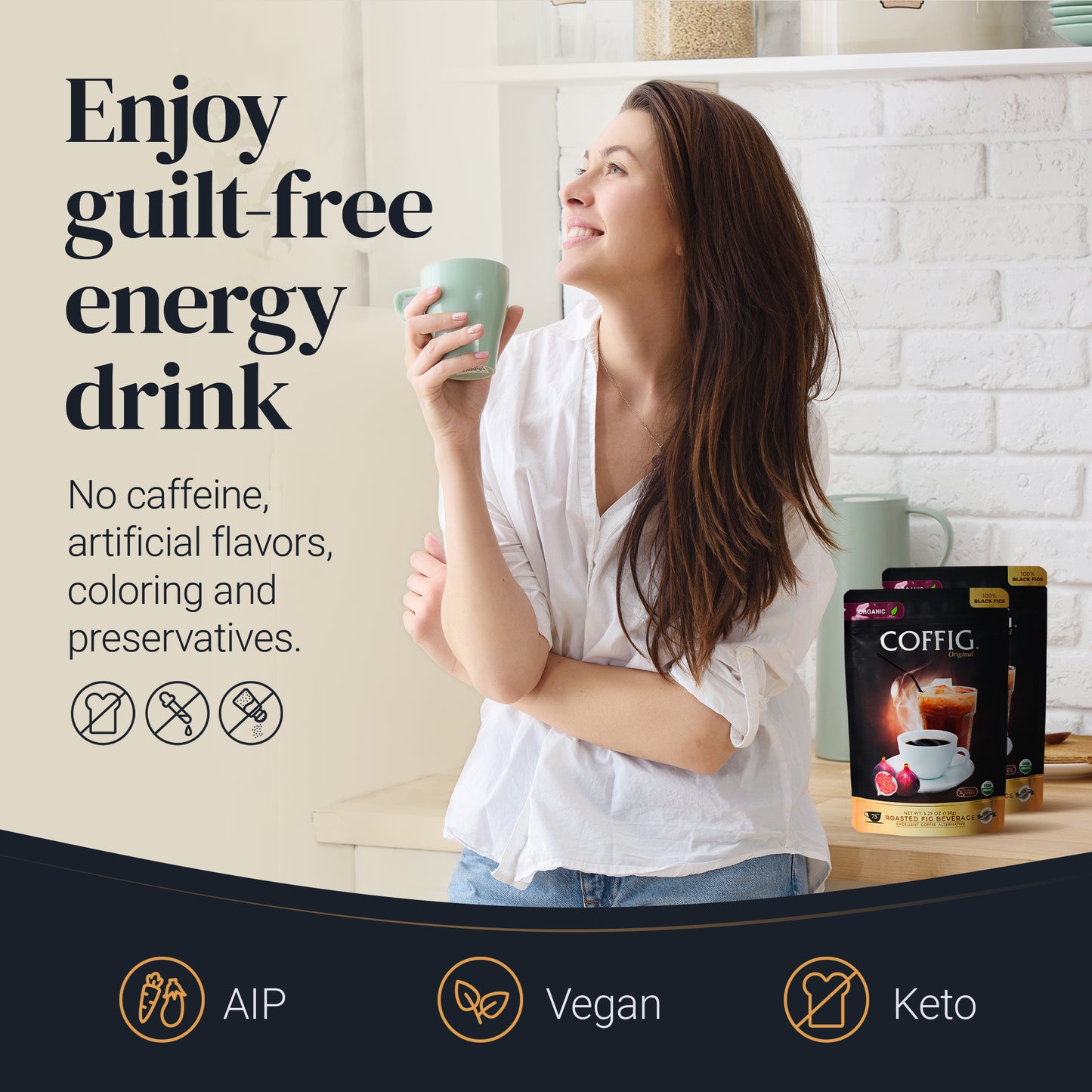 FIG ORGANIC ROASTED FIG DRINK - COFFIG ORIGINAL 5.29 oz (100% Roasted Black Figs Powder)