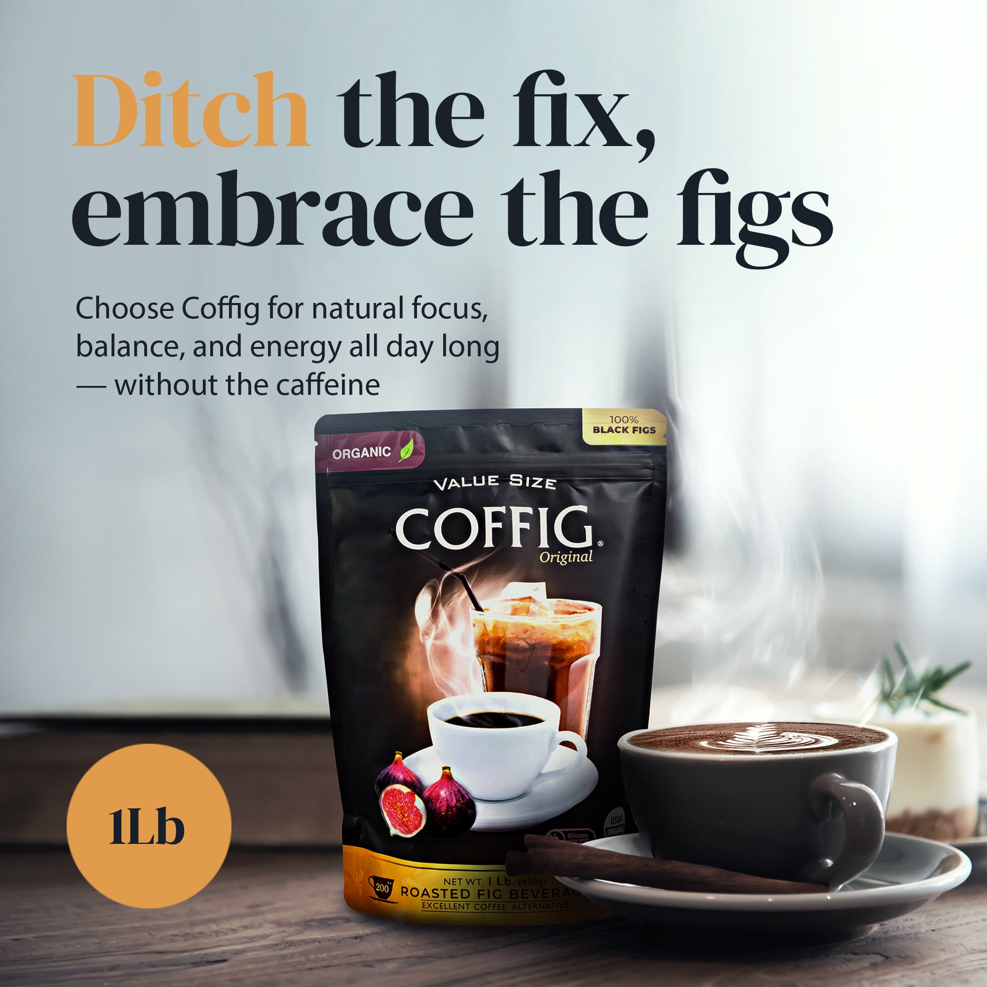 FigBrew Figgee Single-Serve Pods - Roasted Fig - 12 Individual K-Cups - 100% Organic & Gluten Free - Coffee Alternative - Coffee substitute